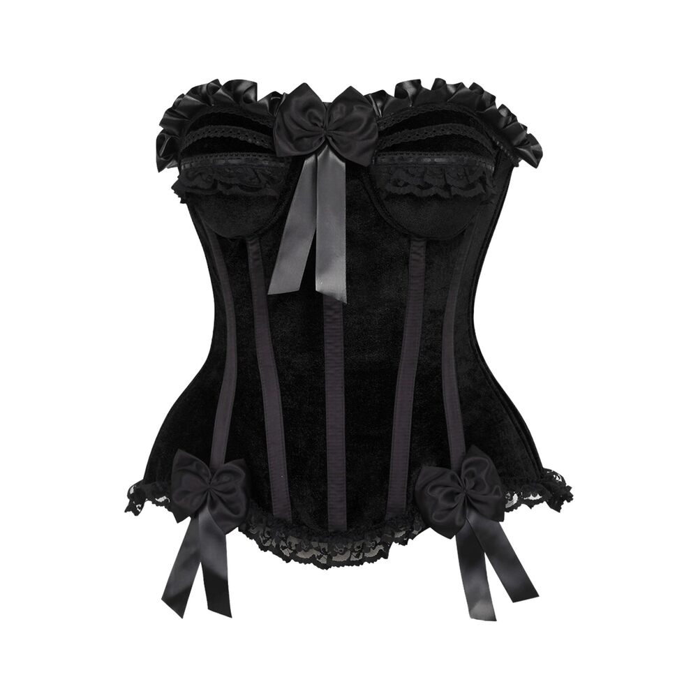 6454 Top Drawer Black Velvet Steel Boned Burlesque Corset 4X
